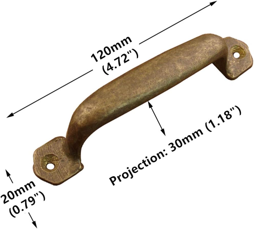Txinmin Pack of 5 Rustic Solid Brass 4.72" Length Furniture Cupboard Kitchen Cabinet Drawer Handle Pulls, no Need to Pre-Drilled, Bronze Finish