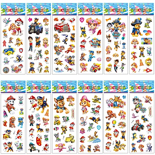 SUNYOVIME Paw Patrol 3D Sticker Kinder Kleinkinder, 12 Blätter Puffy...