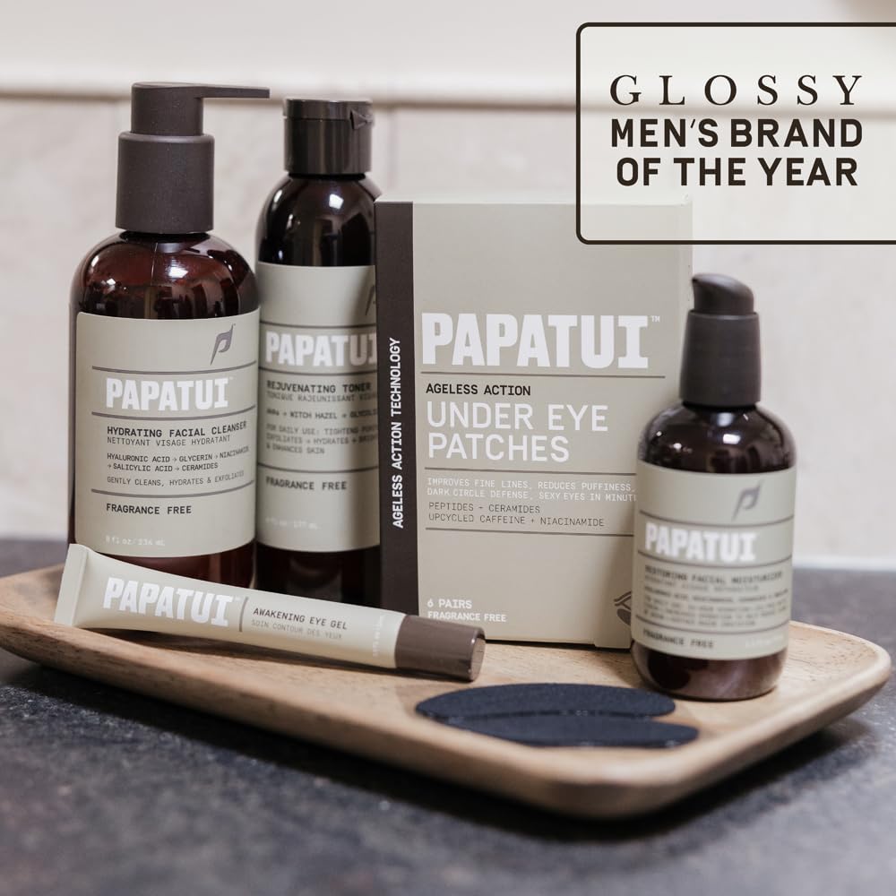 Papatui by Dwayne Johnson Fast-Acting Under Eye Patches for Men | Ageless Action to Reduce Puffiness, Dark Circles and Fine Lines | Made with Niacinamide, Hyaluronic Acid, Caffeine | 6ct (Pack of 2)