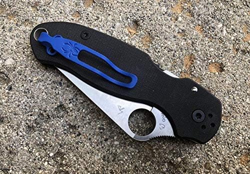 Blue Titanium Deep Carry Pocket Clip Made For Spyderco Para 3 Paramilitary 2 Manix 2 G10 and Native 5 G10 Knife