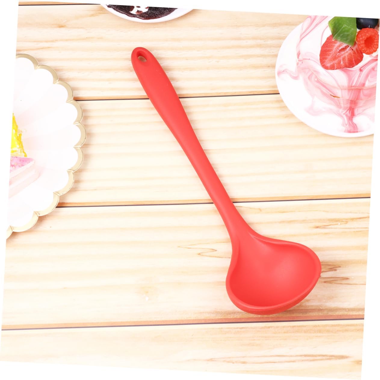1pc Food Grade Silicone Ladle Kitchen Cooking Tool Soup Ladle Hanging for Cooking Serving