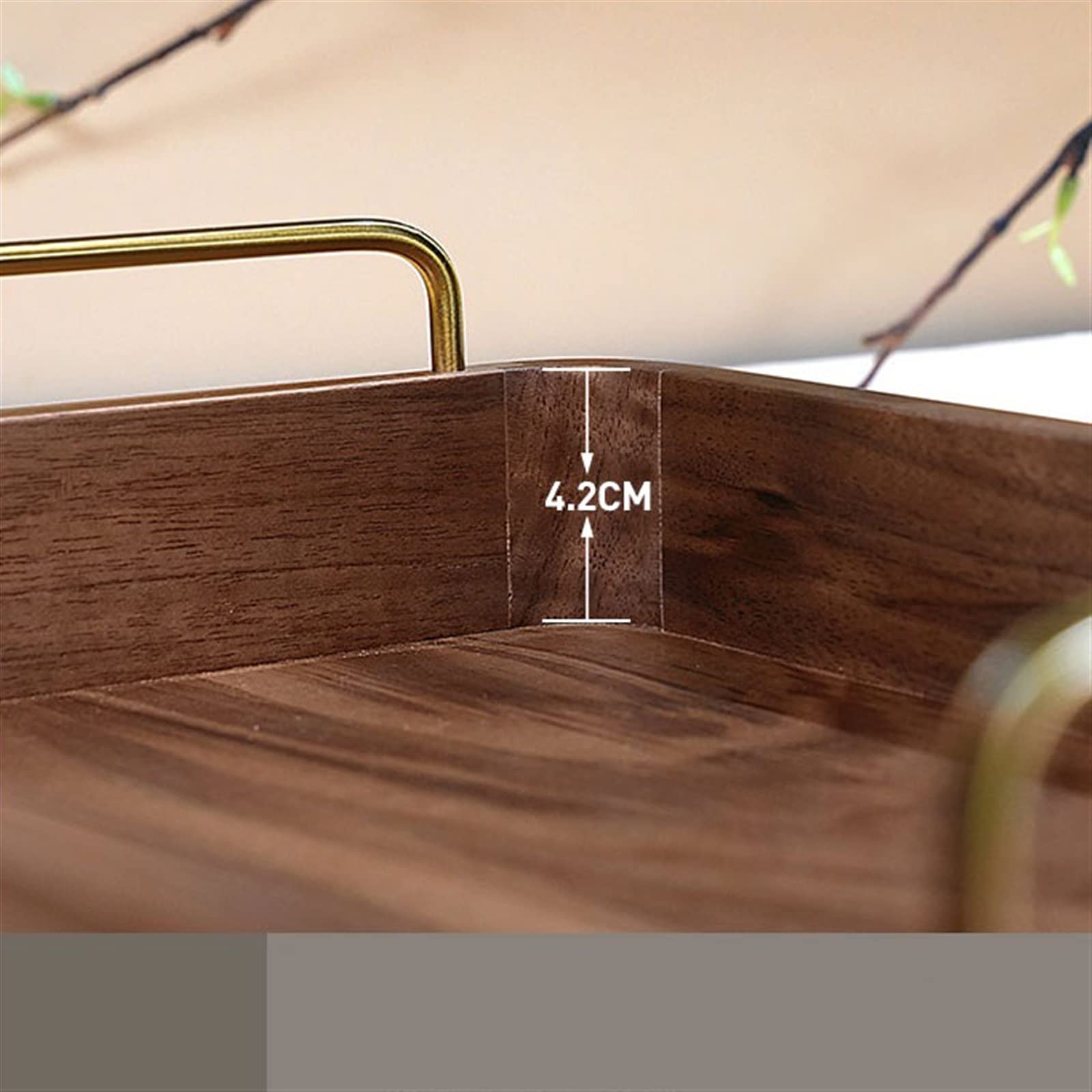 Bandeja Rectangular de Madera de Lujo para Servir, Multifuncional para el té de la Tarde y el café, Bandeja Decorativa Grande para reuniones Familiares (M)