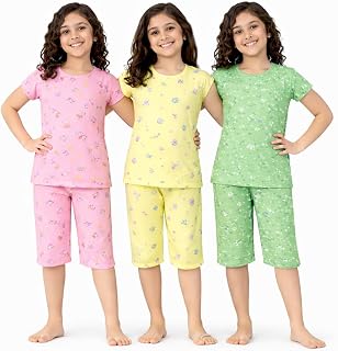 NammaBaby Girl's Cotton Graphic Print Night Suit and Payjama Set - Multipack Price In India
