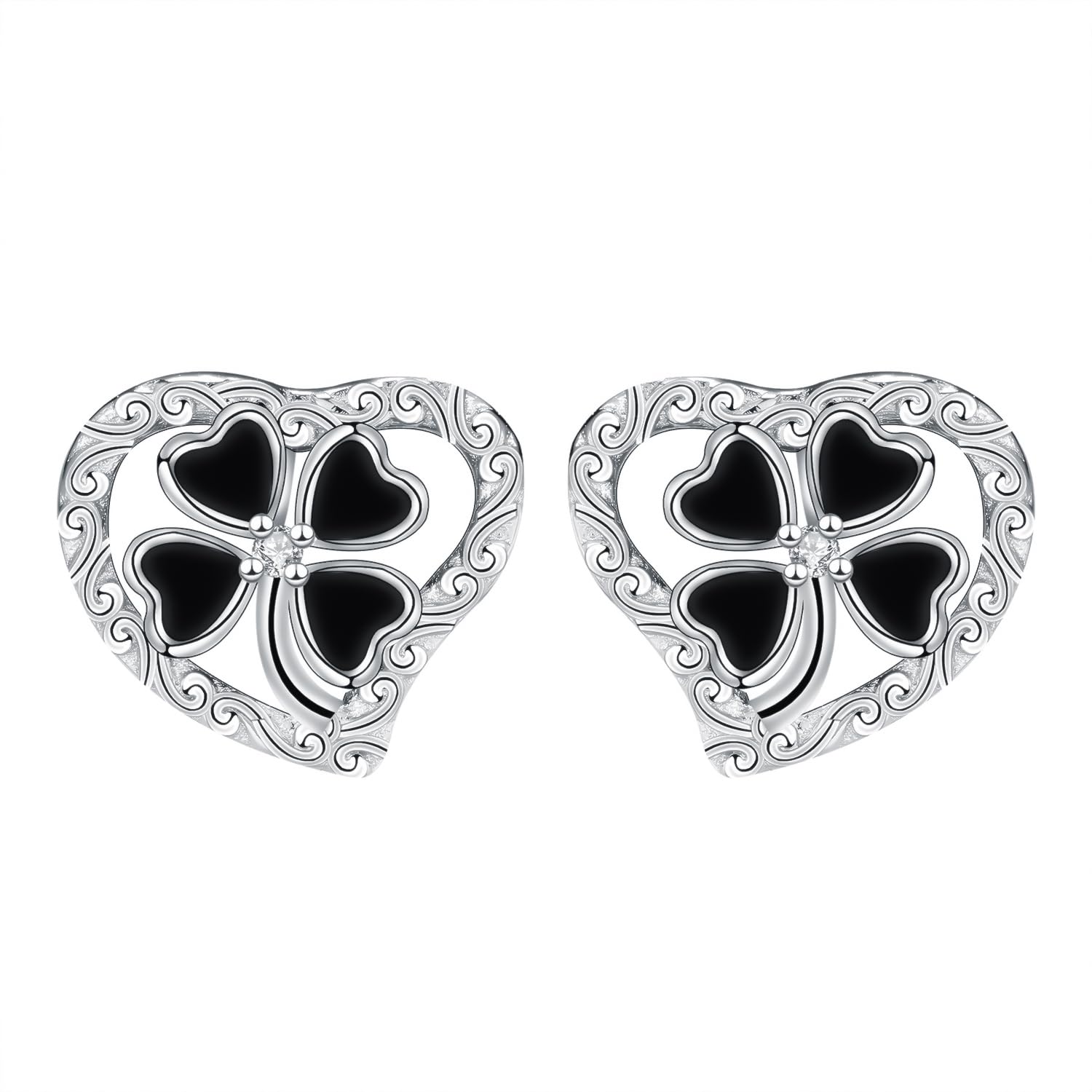 Micory Pendientes del Trébol Plata de Ley 925 Mujer,Aretes Mujer Joyas Regalos Fiesta