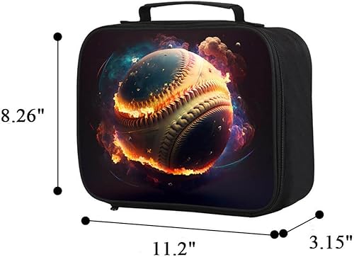 Miniatura 3 de Fiambrera infantil de béisbol con explosión de fuego y energía, bolsa de almuerzo escolar de paisajes cósmicos para niños y niñas, poliéster, a