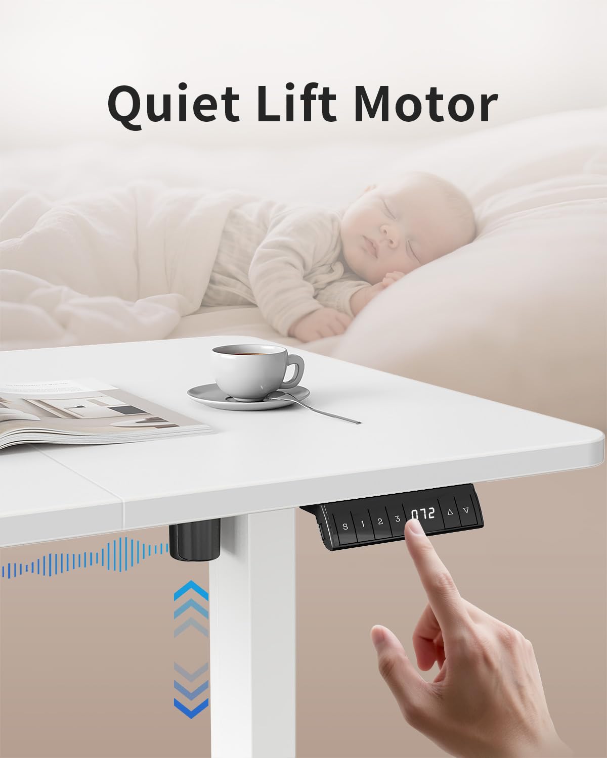 FEZIBO Höhenverstellbarer Schreibtisch mit USB-A und USB-C-Ladeanschlüssen, 120 x 60 cm Steh-Sitz Tisch, Schreibtisch Höhenverstellbar Elektrisch, Ergonomischer Computertisch Homeoffice, Weiß