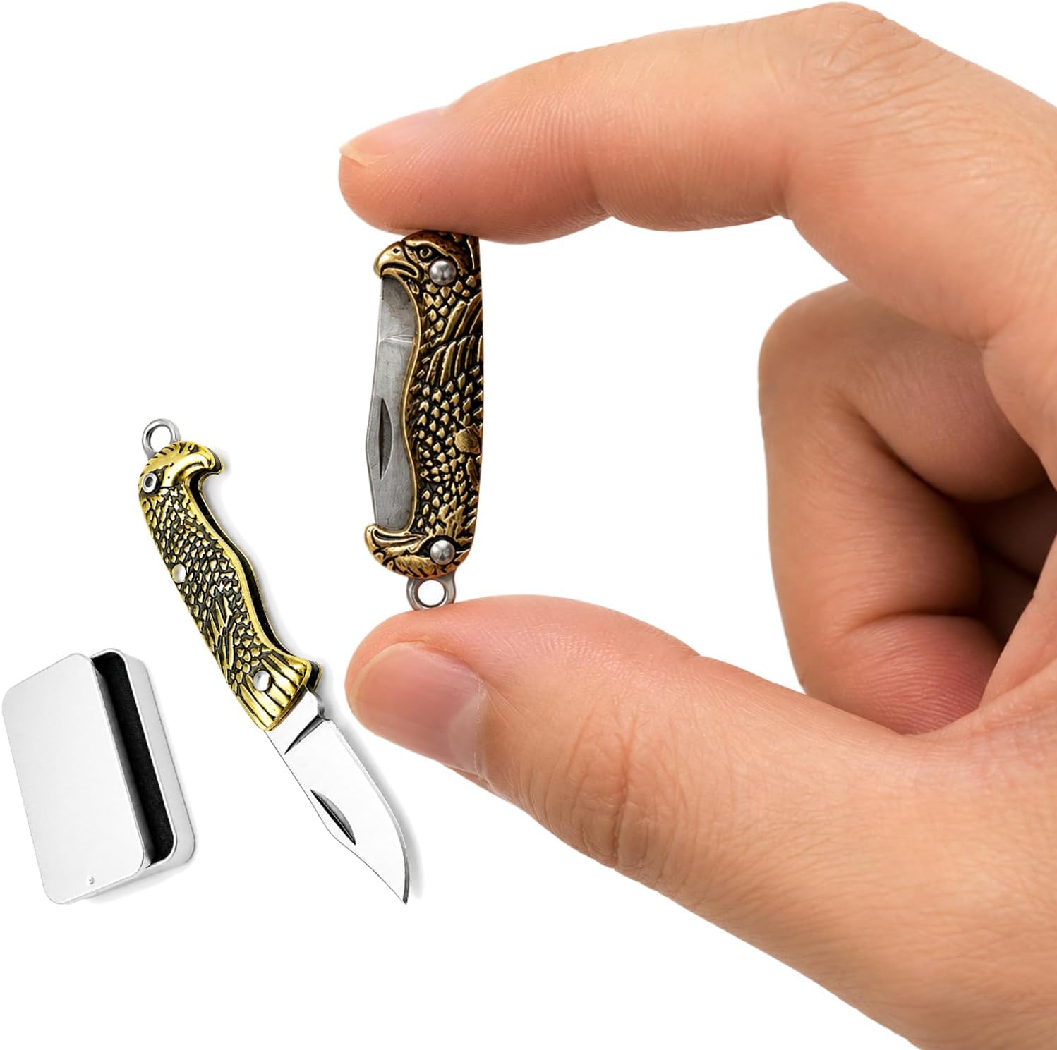 Miniature Gadgets Pocket Knife, Eastern Delights EDC Ultra Smallest Multifunction Cutting Blade Tool (Eagle Handle)