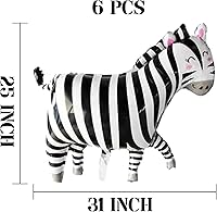 Vista 72 de 9 Pcs Zebra Elephant Jungle Safari Balloons Foil Helium Monkey Lion Zebra Giraffe Leopard Crocodile Bee Fox Shaped Animal Balloons for Wildlife