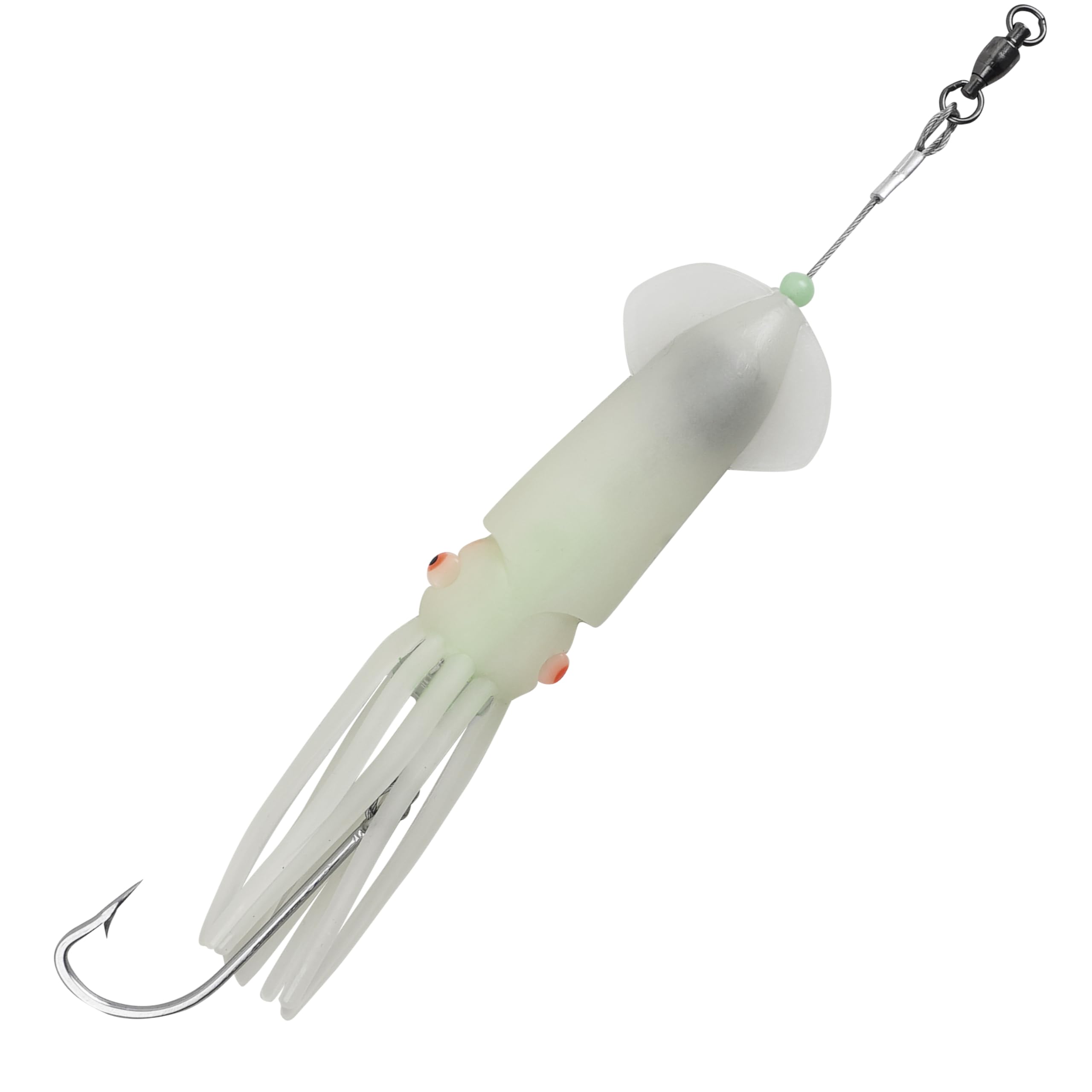 Saltwater Squid Fishing Lures Lighted Glow Squid Bait 6" LED Fishing Lures 6/0 Hooks Soft Trolling Lures Deep Drop Light Flasher Offshore Mackerel Tuna Striper