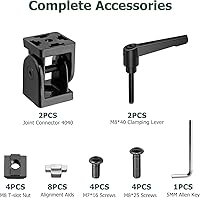 Vista 7 de JiGiU Conector de ángulo de 2 piezas Conector de junta 4040 Tuerca 8 Bisagra flexible Rango de rotación de 180° con palanca de sujeción Conector