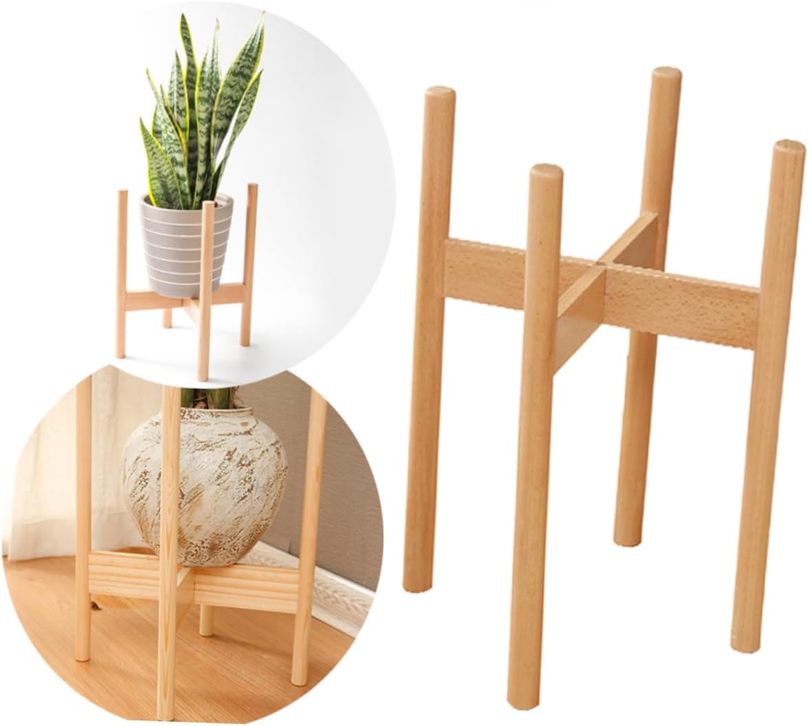 Simple Wooden Flower Pot Rack Easy to Use Indoor Hanging Plant Stand Home Decor