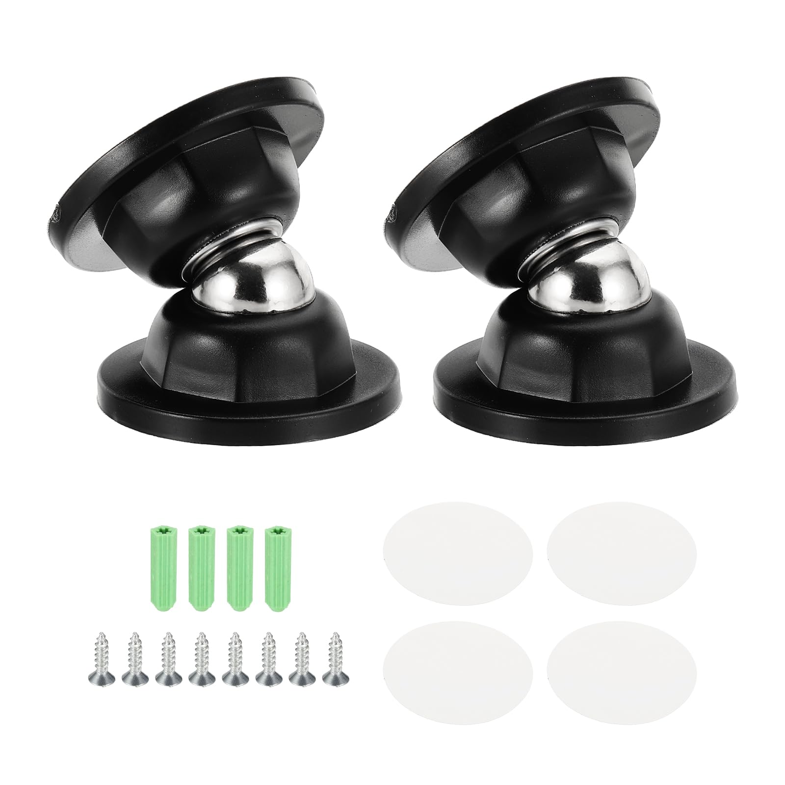 sourcing map 2Pcs 2PCS 1.9" Magnetic Door Stopper, Magnetic Door Catch with Adhesive Screws for RV Baggage Door, Travel Trailer, Bedroom, Bathroom, Kitchen, Office, Dark Black