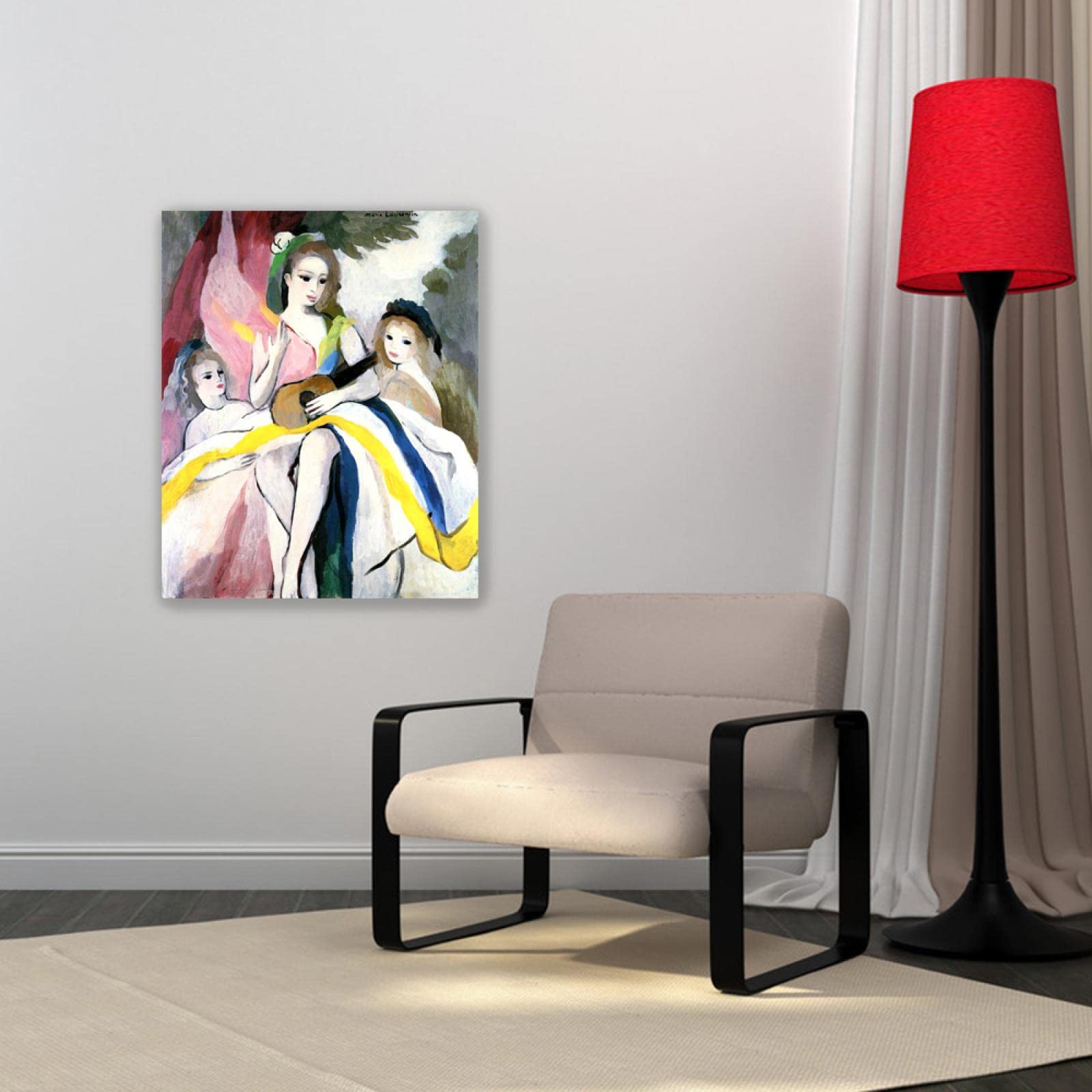 Marie Laurencin Bilder Leinwand| XXL-Abstrakte Wandkunst Frau Bild Leinwand Gemälde|Wandbild Poster Kunstdruck Als Leinwandbild|Wand-BilderDas Konzert' 80x95cm(31x37in)Rahmenlos