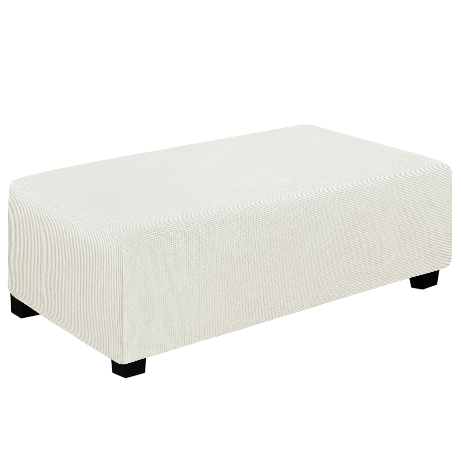 Easy-Going Stretch Ottoman Cover Folding Storage Stool Furniture Protector Soft Rectangle Slipcover with Elastic Bottom (Ottoman XX-Large,Cream) โ image 1