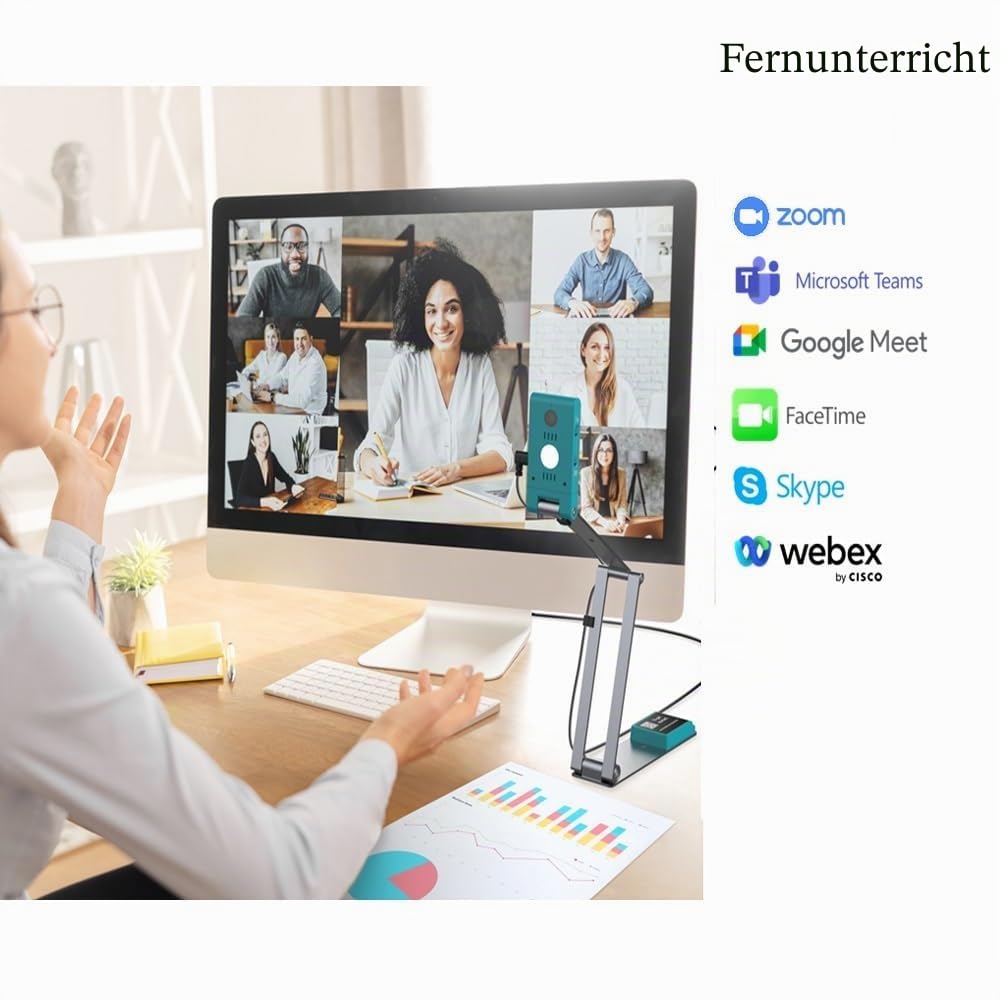IRIScan Visualizer 7 Dokumentenkamera Grau mit 13MP 4K Ultra HD, A3-Scanner für Unterricht und Videokonferenzen, mit KI-Mikrofon, LED und USB, für Win & Mac, inkl. Readiris PDF