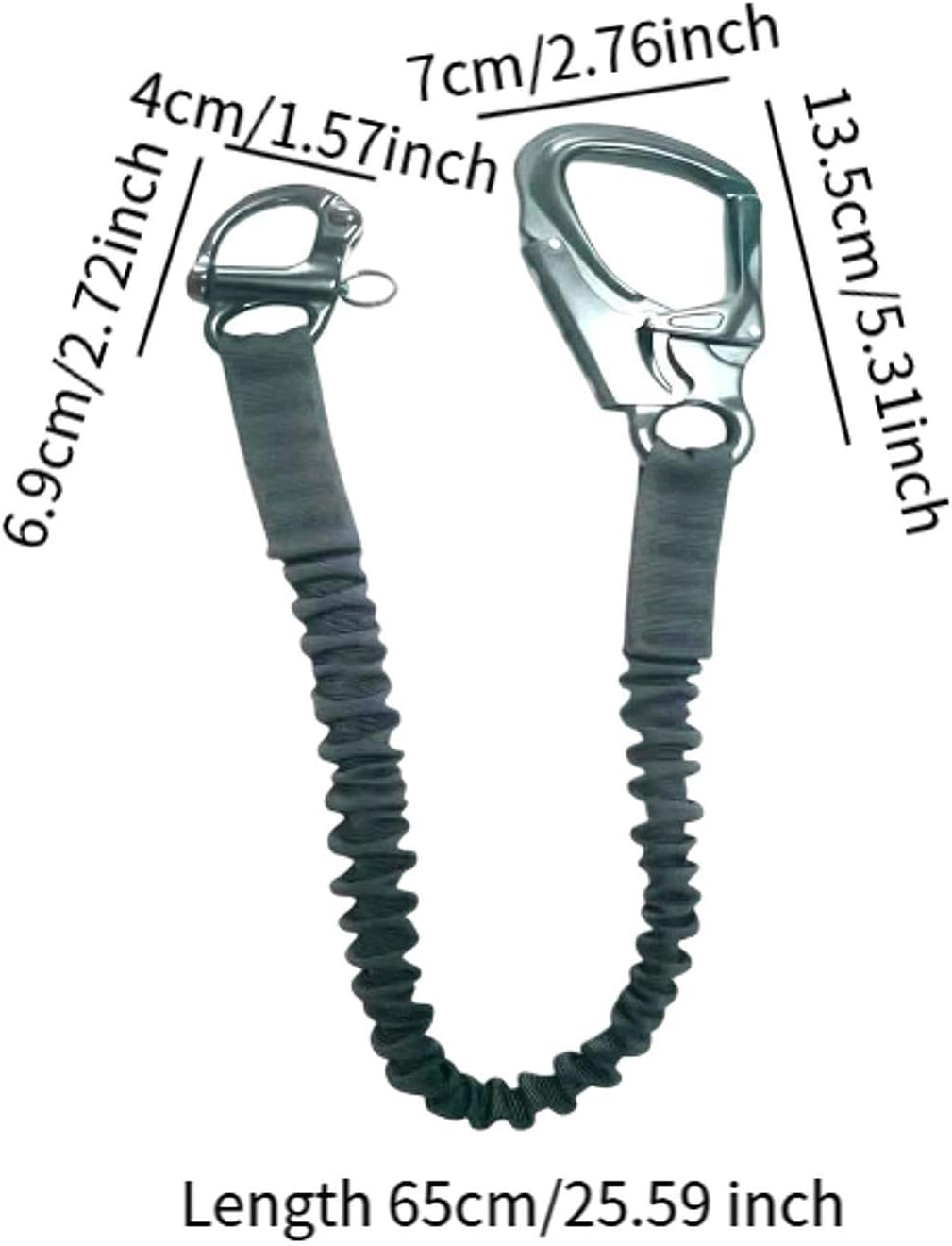 Fall Protection Lanyard Helo Lanyard Multi Use Professional Climbing Lanyard Elastic Bungee for Roofing Mountaineering, Black