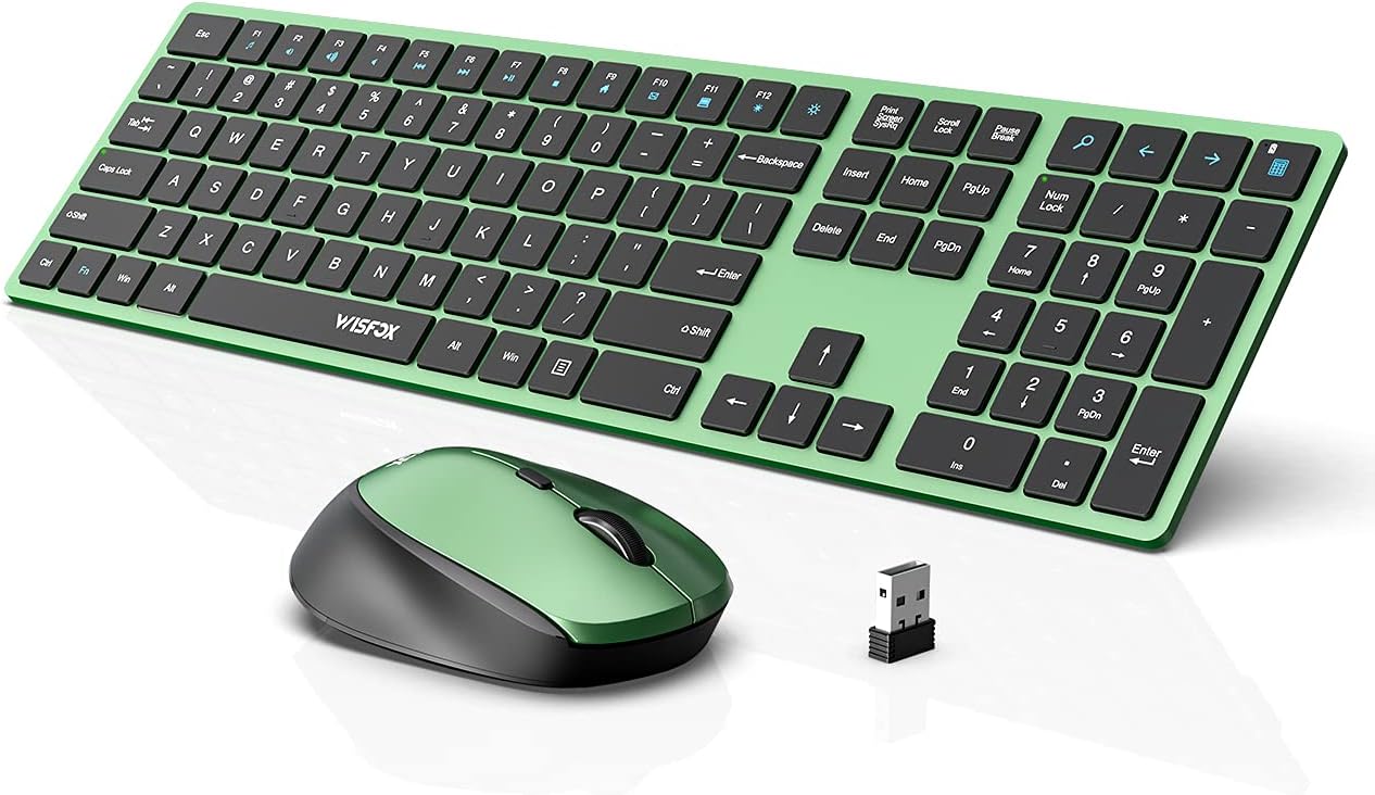 Amazon.com: Wireless Keyboard and Mouse Combo, WisFox 2.4G Full-Size ...
