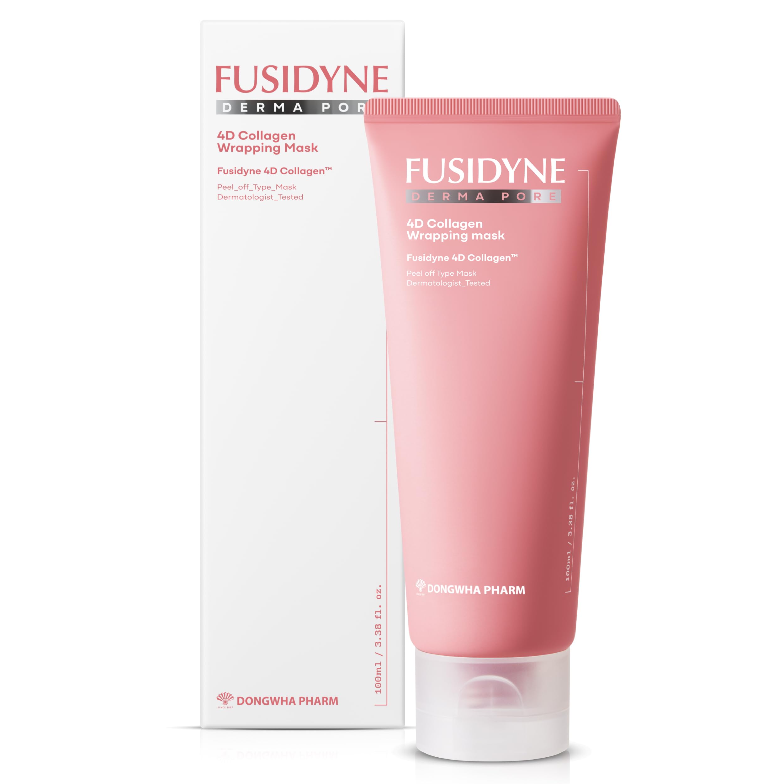 FUSIDYNE Derma Pore 4D Collagen Overnight Wrapping Peel-Off Mask Pack (3.38 fl. oz) Minimizing & Tightening Pores, Elasticity & Hydration Care,