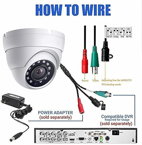 Miniatura 6 de Real HD Cámara de seguridad de vigilancia CCTV analógica de 5 MP coaxial TVI CVI, ángulo de visión amplio de 0.110 in 100, visión nocturna IR de 65