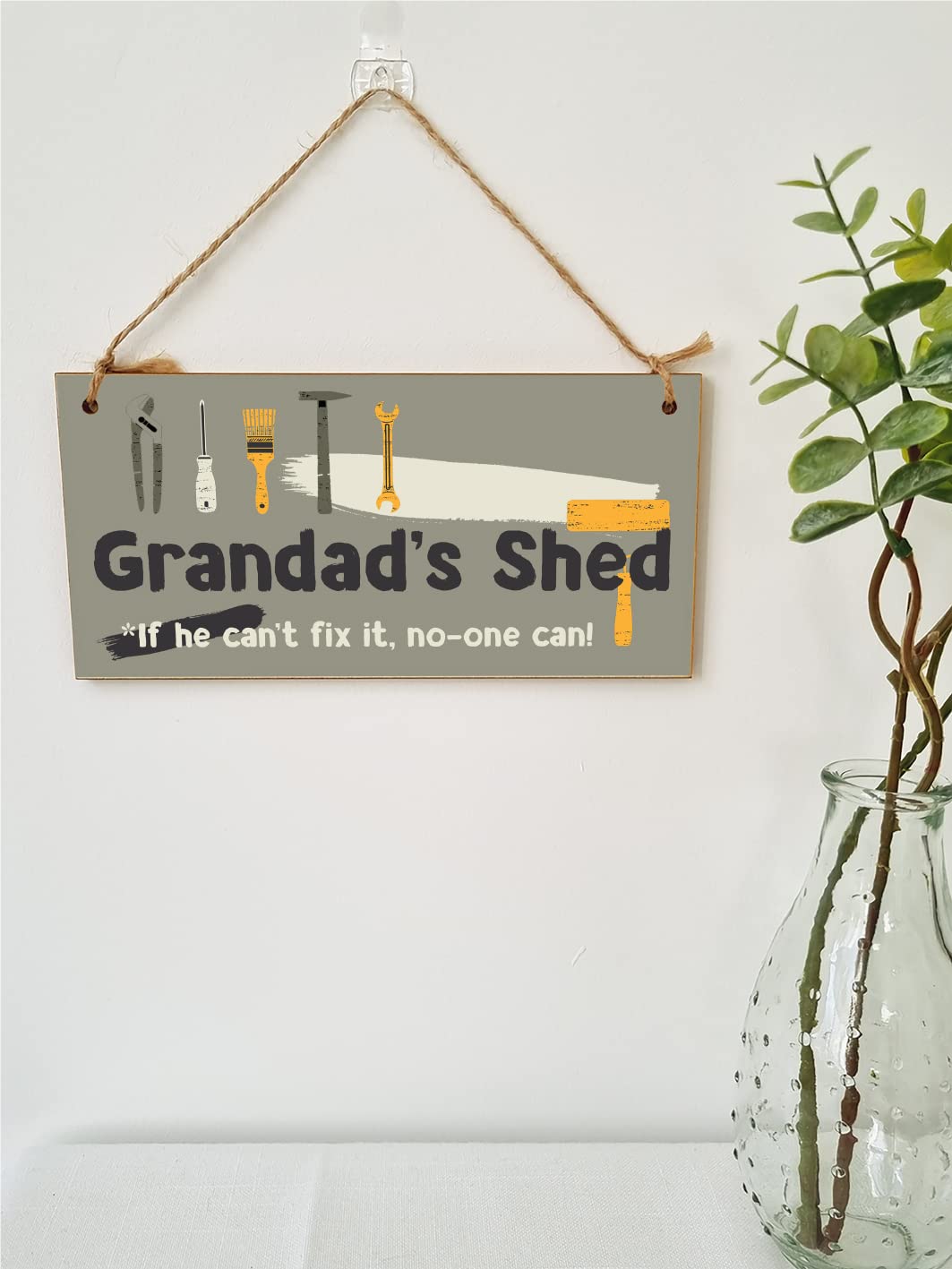 The Plum Penguin Handmade Wooden Hanging Wall Plaque Grandad's Shed If He Can't Fix It No One Can Funny Novelty Sign Shed Man Cave - Image 2