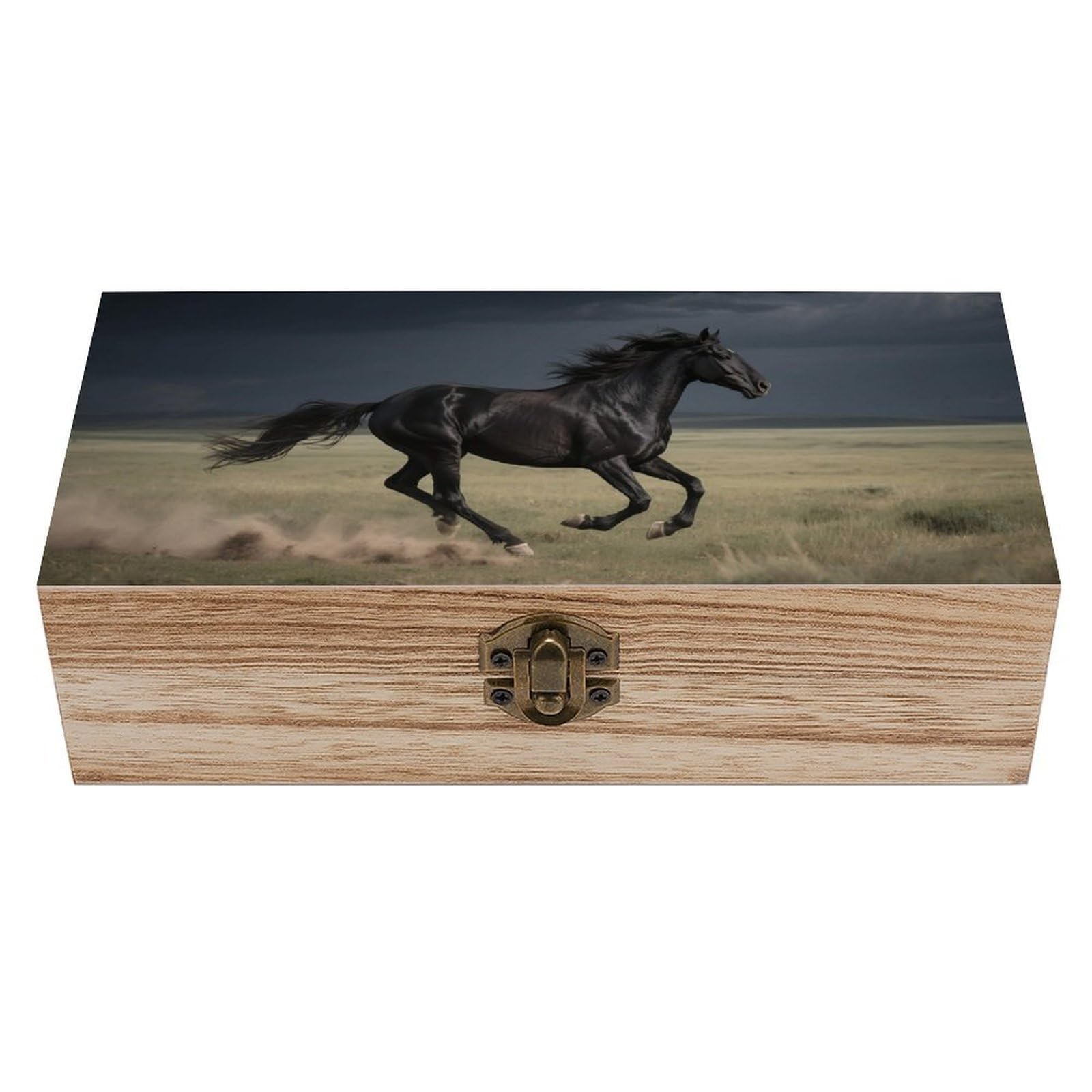 FodPand Decorative Keepsake Box Wooden Storage Boxes with Hinged Lid Handmade Horse Wood Organizer Memory Treasure Box for Jewelry Craft Card Photo Storage Wedding Bridal Shower Gifts