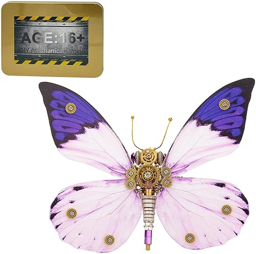 Helixsun Kit de modelo de insectos mecánicos 3D para bricolaje, steampunk mecánico hebomoia glaucippe mariposa metal, colección de manualidades punk
