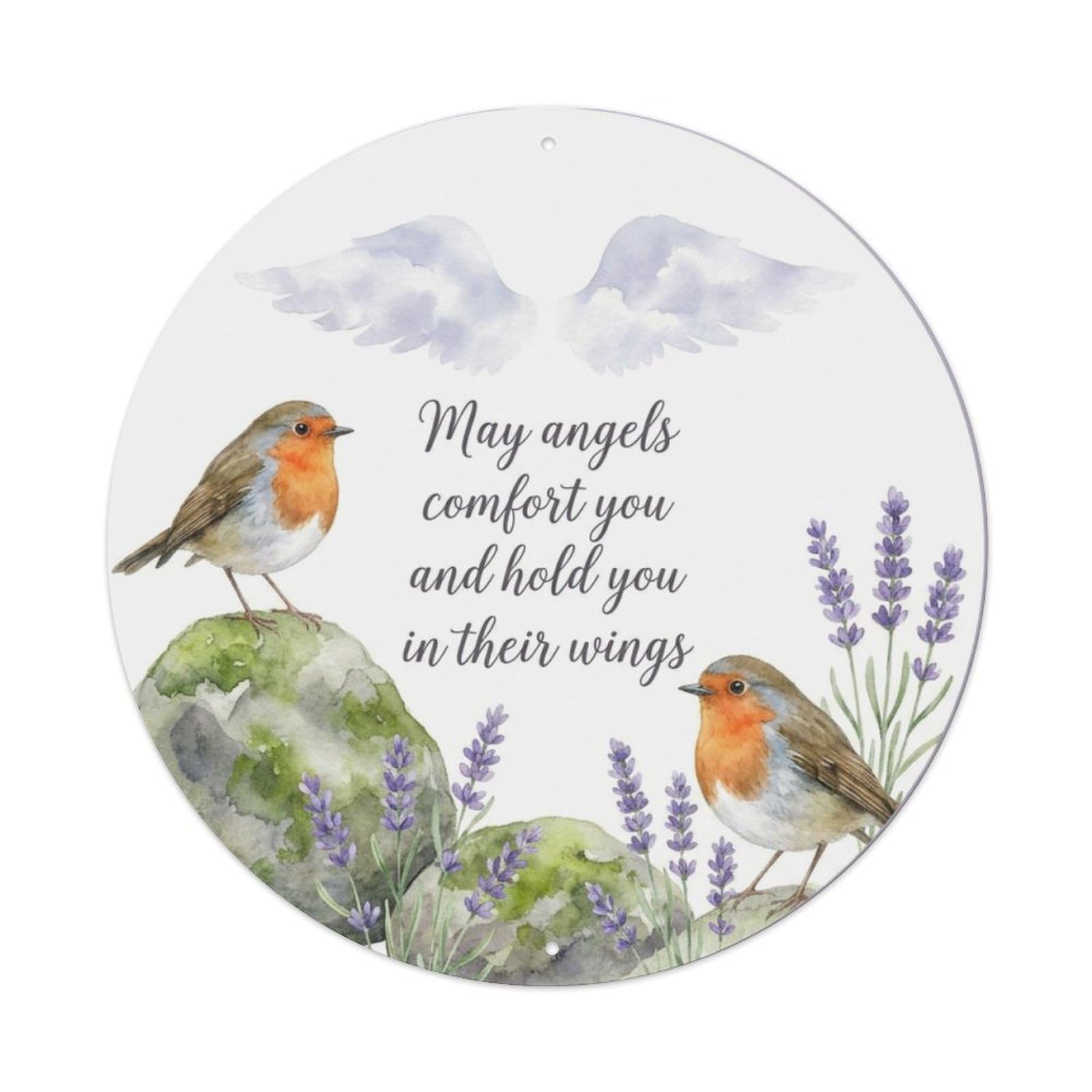 Angels Hold You Wings European Robin Quote Metal Tin Sign