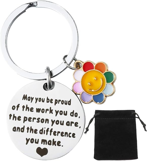 lvzhen Thank You Keyrings, Thanks Keyring Sunflower May You Be Proud Keyring Thank You Gift Keyring Nurse Appreciation Keyring Leaving Gifts for Colleagues Teachers Nurse Women