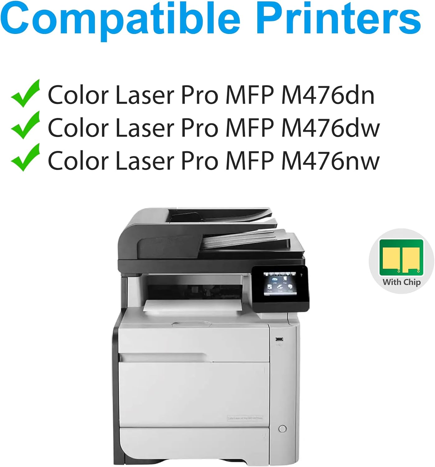 312A Toner Cartridges Black, Cyan, Magenta, Yellow 4 Pack Replacement for HP 312A Toner Works with Color Laserjet Pro MFP M476dn M476dw M476nw M476 Printer Ink