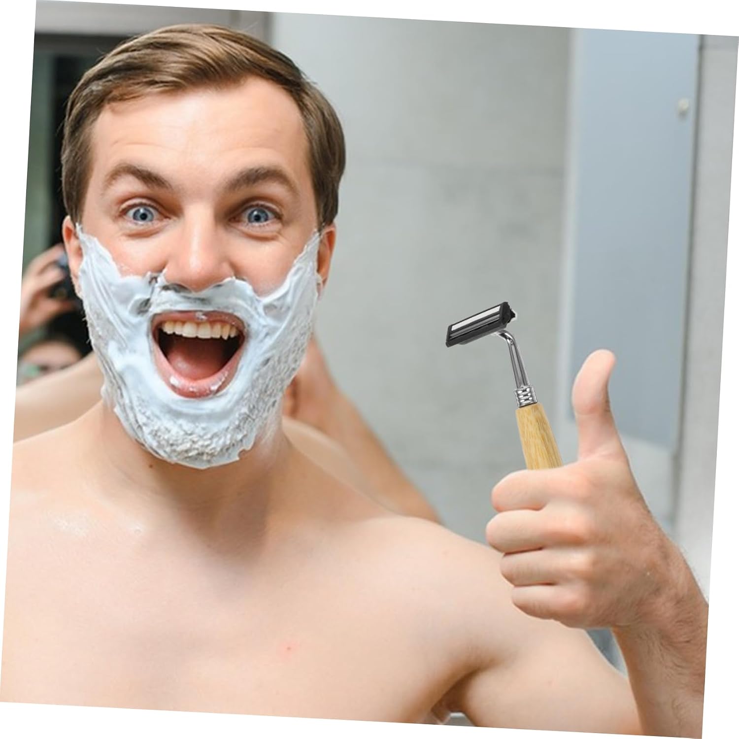 Ipetboom Bamboo Handle Razor Set 4 Pack Stainless Steel Blades for Men Manual Shaver for Sensitive Skin Sustainable Grooming Accessories
