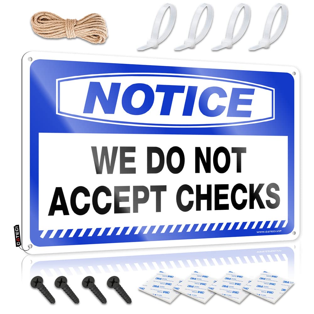 HELIOFORGE Metal Signs Decor Notice We Do Not Accept Checks Tin Sign Signs For Bedroom Door Pool Signs And Decor Outdoo(30X40CM)