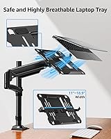 Vista 5 de MOUNTUP Soporte de escritorio para laptop, soporte ajustable para portátil de 17 pulgadas o monitor de 32 pulgadas, soporte de brazo para portátiles