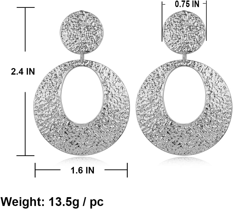 Matte Gold Silver Large Clip On Earrings for Women Statement Earrings - Image 6