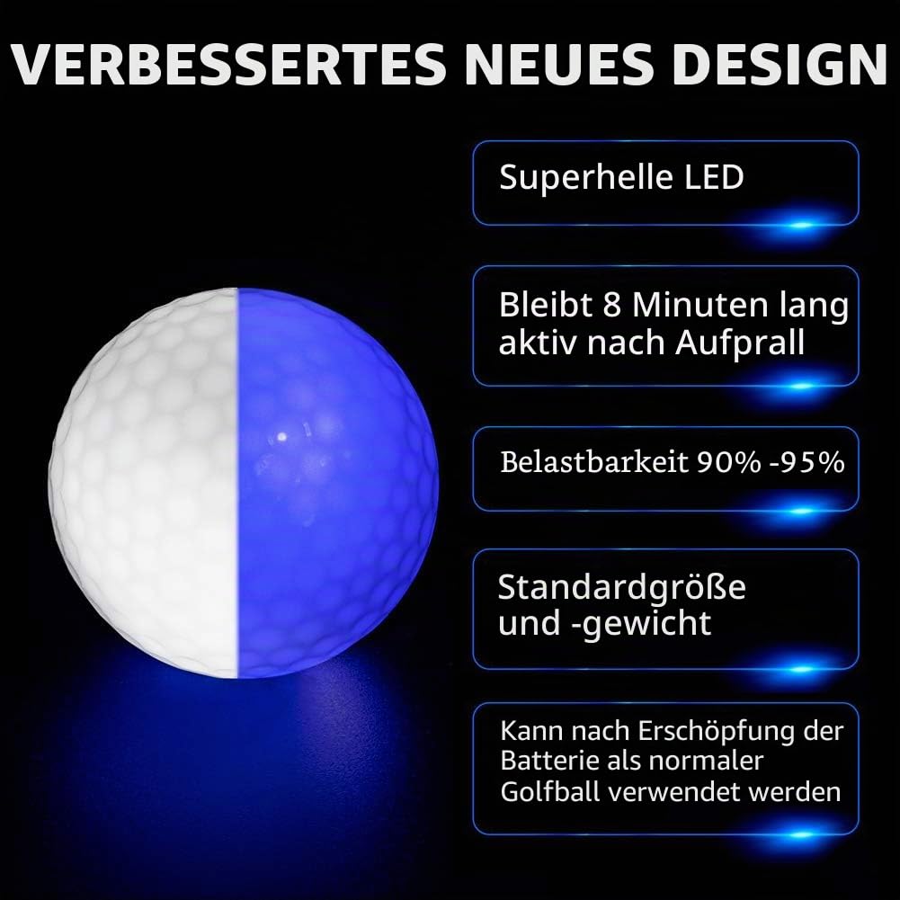 THIODOON Golfbälle mit 7 Farben, die im Dunkeln leuchten, wechselt ständig und der Timer setzt jeden auffälligen LED-Golfball zurück, 48 Stunden Akkulaufzeit, leuchtender Golfball für Nachtgolfen
