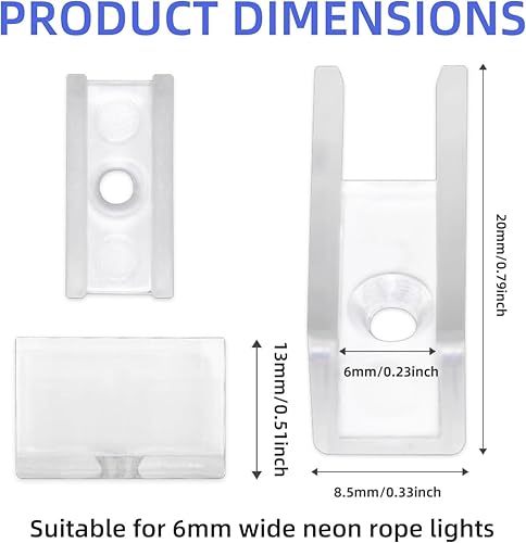 Miniatura 8 de MMEEVT Soportes de montaje de cuerda de neón, 50 piezas de luces de neón para instalar clips de fijación, accesorios para tira de iluminación LED de