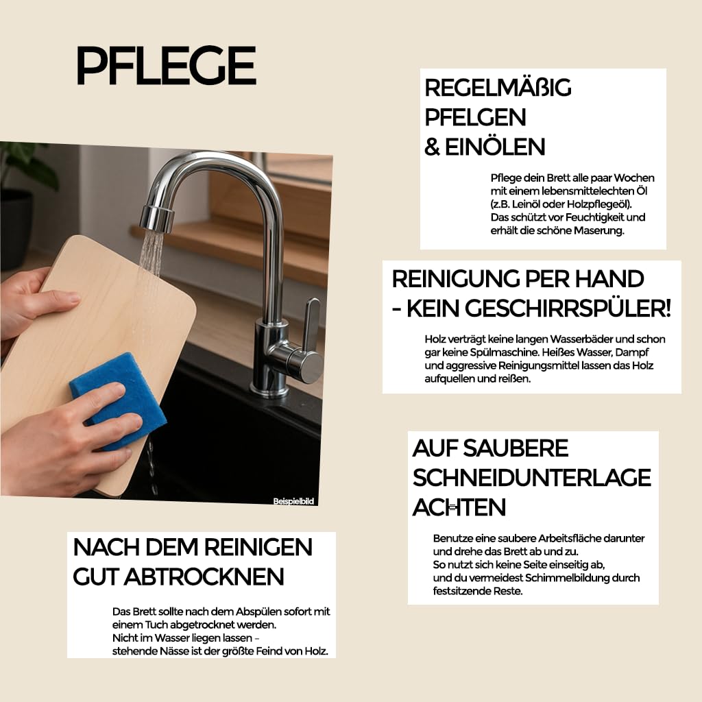 Frühstücksbrettchen Holz 6er Set aus massivem Ahornholz - 24x15x1cm Holzbrettchen antibakteriell & hygienisch - Brotzeit-Brettchen, Frühstücksbrett, Schneidebrett