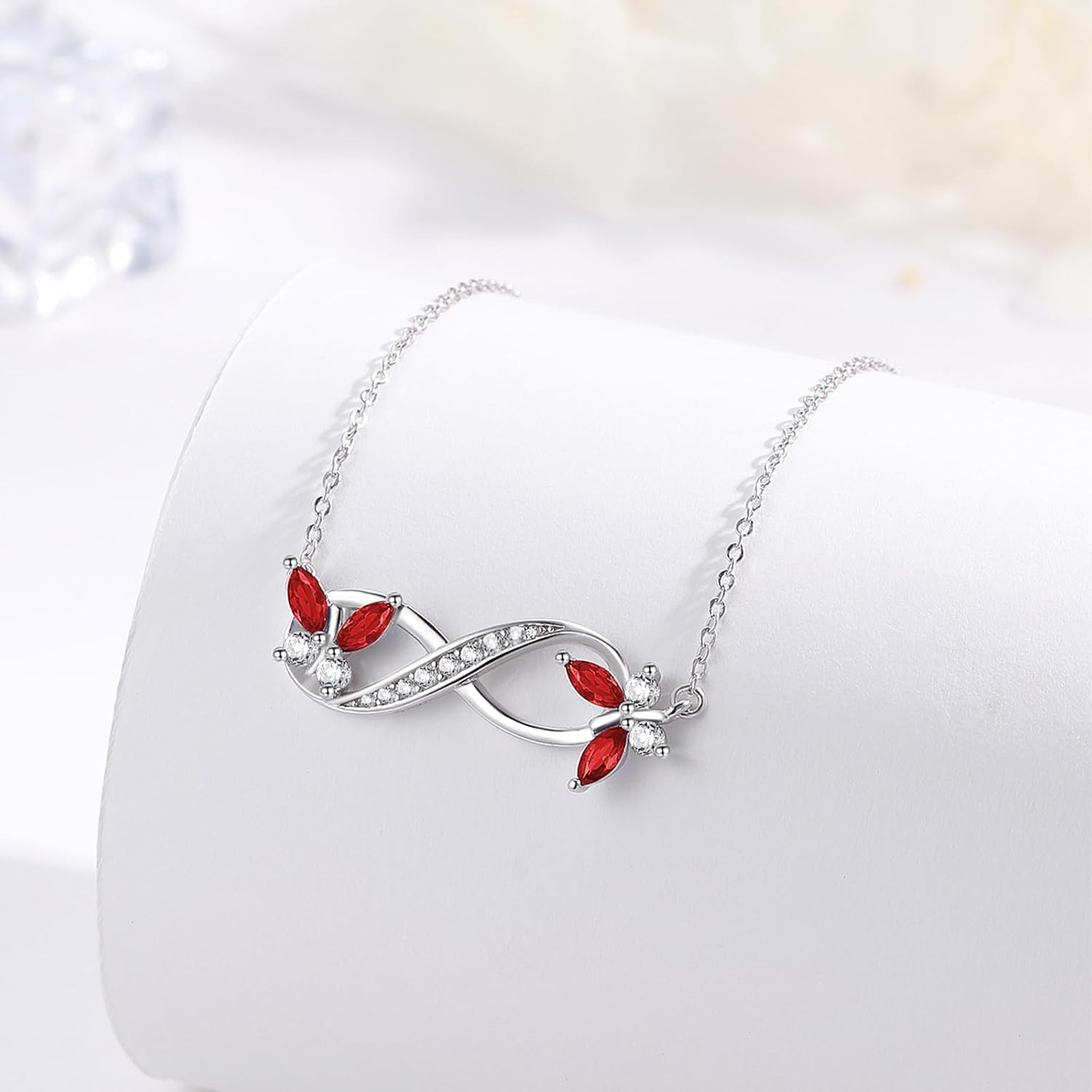 Infinity Butterfly Necklace for Women Sterling Silver Fine Butterfly Pendant Birthstone Necklaces Jewelry Birthday Graduation Mother's Day Gifts for Mom Wife - Image 2