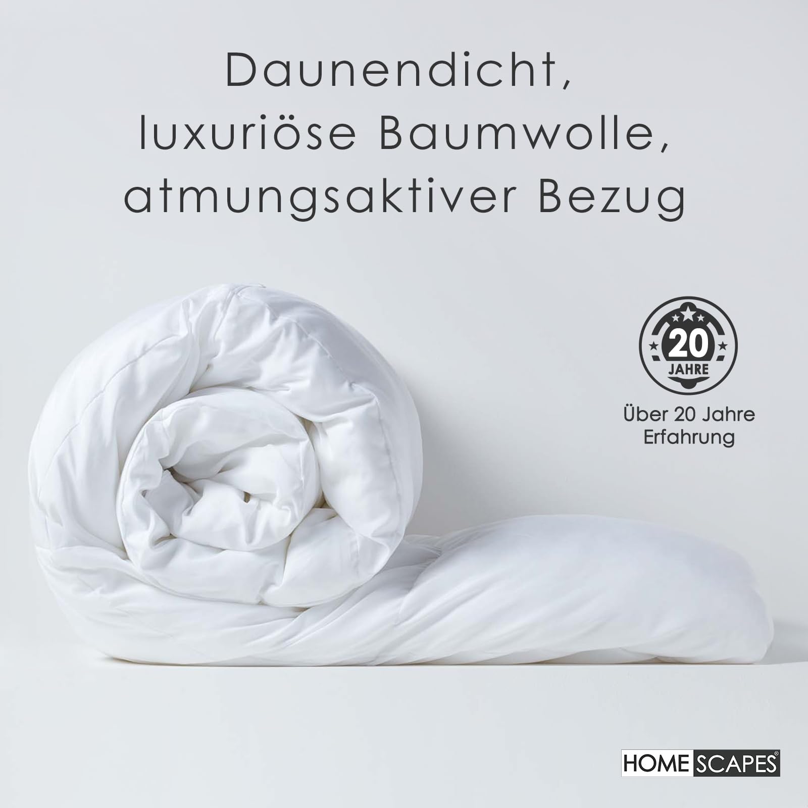 Homescapes 4-Jahreszeiten Bettdecke 200x200 cm, 2 Gänsefedern- & Daunen-Decken Wärmeklasse 2 & 3, zusammenfügbare Steppdecken mit 180 & 350 GSM Füllung für Sommer & Winter