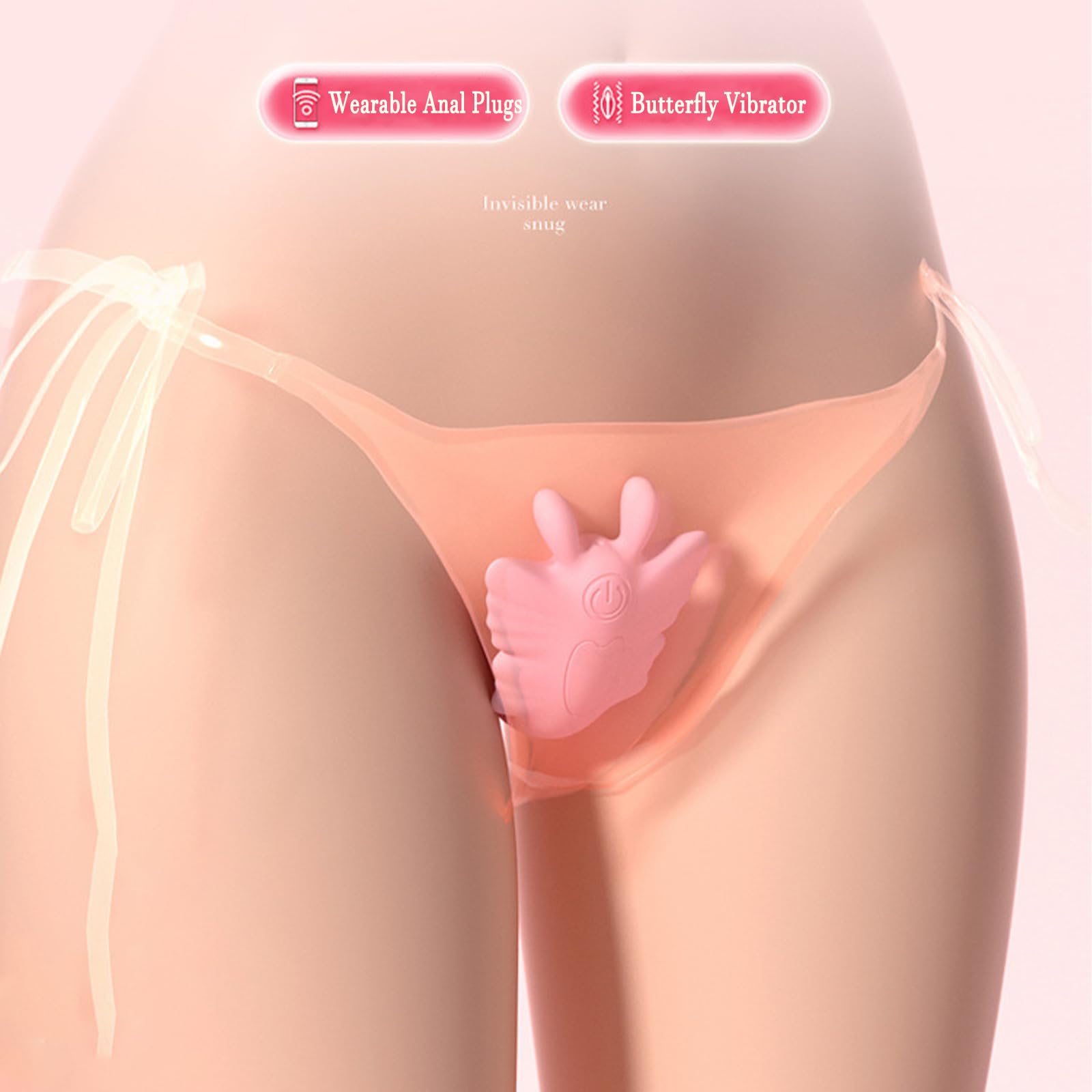 AMAZBEE Giocattolo per adulti per le donne indossabili giocattolo del sesso App Wireless telecomando indossabile Consoladores Farfalla Vibratore Massaggiare il g-Spot (Pink)