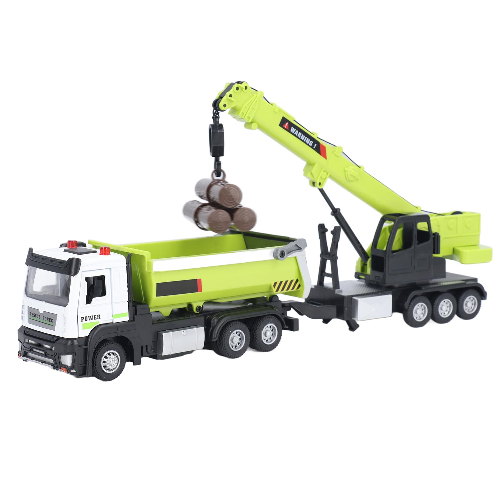 PUNELE Alloy Crane with Dump Truck Model Toy,Multifunctional Lifelike Construction Crane Dump Truck Toy,Engineering Vehicle Toys for Birthday Christmas (Green)