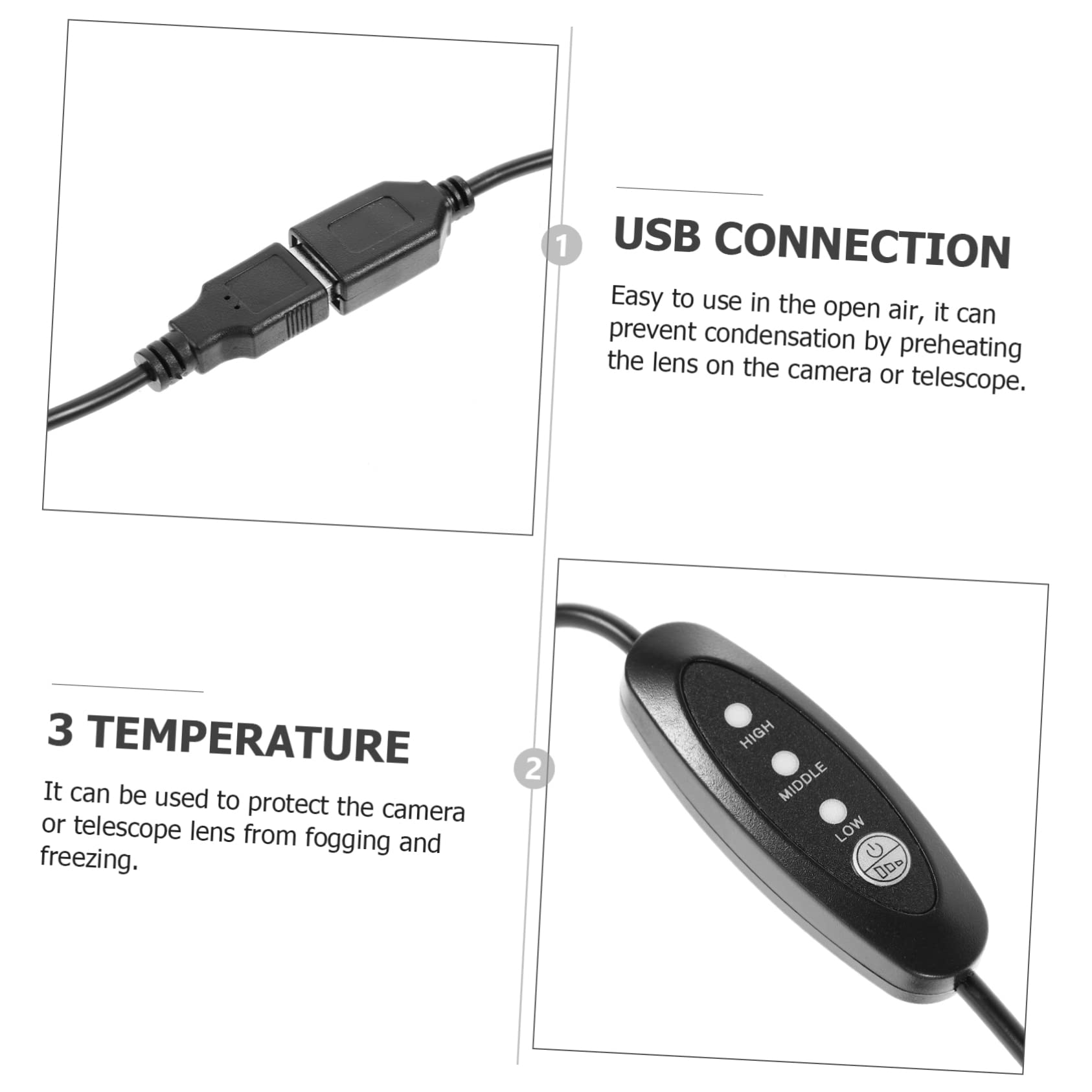jojofuny 2piezas Calentador De Lentes USB De Accesorio Antivaho para y Telescopios Previene La Condensación Húmedos