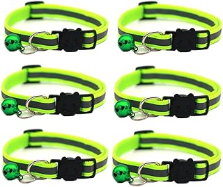 Hepplly 6-Pack Cat Collars Quick Release Reflective Kitten Collar with Bell (Fluorescent Green) product image