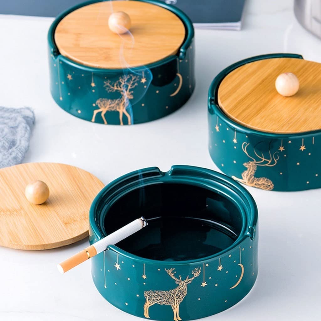 Set di posacenere for Sigarette Posacenere in Ceramica con Coperchio Tavolino da caffè for la casa all'aperto Soggiorno Tavolo Pranzo for Ufficio Decorazione ，Posacenere(A)