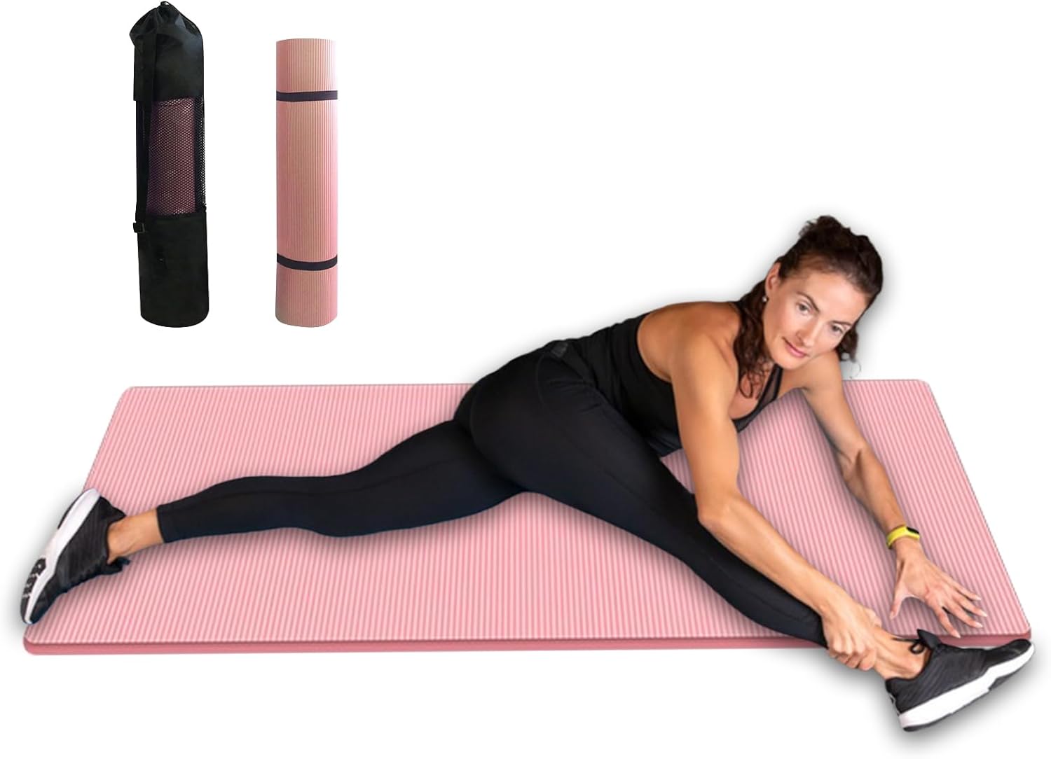 Thick Yoga Mat – Non-Slip Exercise Pad, Workout Mat Home Gym Accessories | Shock-Absorbing Training For Home Gym Pilates Floor Muscle Training Fitness Women Men Stretching Workout Routine Blackcurrant - Image 1 of 8