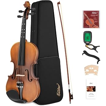 Eastar 4/4 Violin Full Size Violin Set Matte Fiddle for Beginners Adults with Hard Case, Shoulder Rest, Bow, Tuner and Extra 