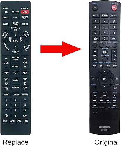 Miniatura 4 de CT-8021 Nuevo control remoto de repuesto para Toshiba TVDVD 24SLV411X 24V4210 24V4210U 32SLV411 32SLV411U 19SLV411U 19SLV411X 24SLV411 24SLV411U
