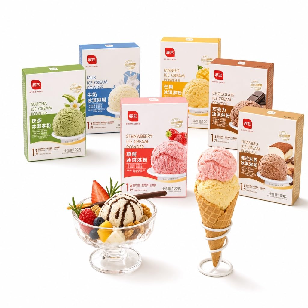 Mezcla De Helado En Polvo 6 Sabores - Kit Casero Bricolaje Haga Suave Casa Paquete 100 G (fresa, Matcha, Vainilla, Etc.)