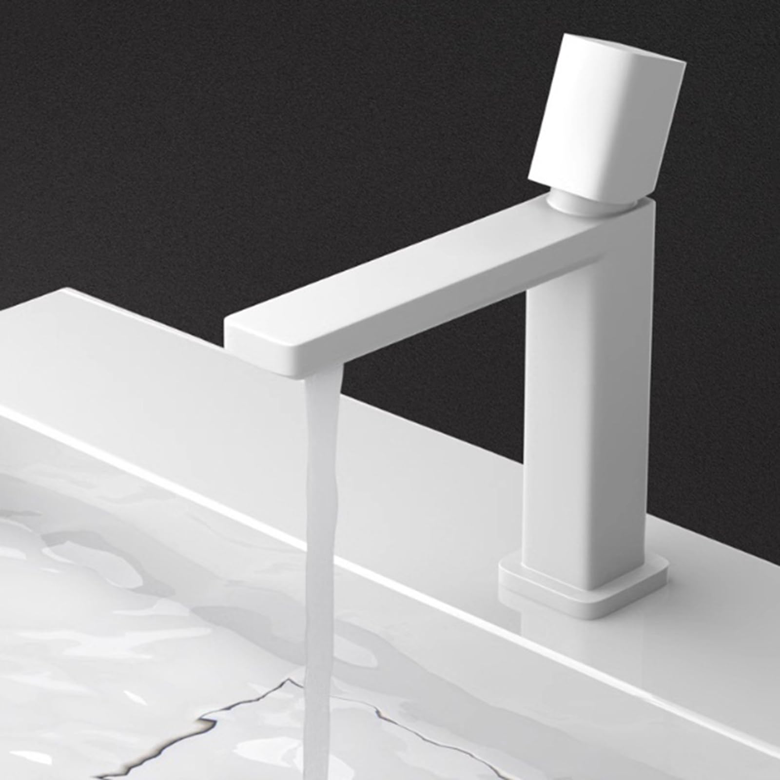 Grifos para Lavabo De Baño. Grifo De Lavabo De Un Solo Orificio, Agua Caliente Y Fría, G1/2", Grifo De Baño De Latón Bajo Encimera, Cromado.(White)