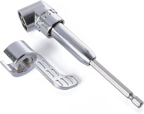 Rocaris Destornillador eléctrico de extensión de ángulo recto de 105 grados, accesorio de taladro con 1/4 de pulgada hexagonal de cambio rápido y