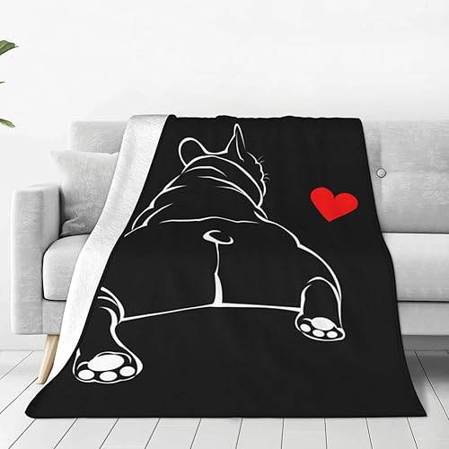 Manta divertida de perro bulldog francés para niñas y niños, manta mullida de microforro polar, manta de felpa de moda, regalos para Navidad y